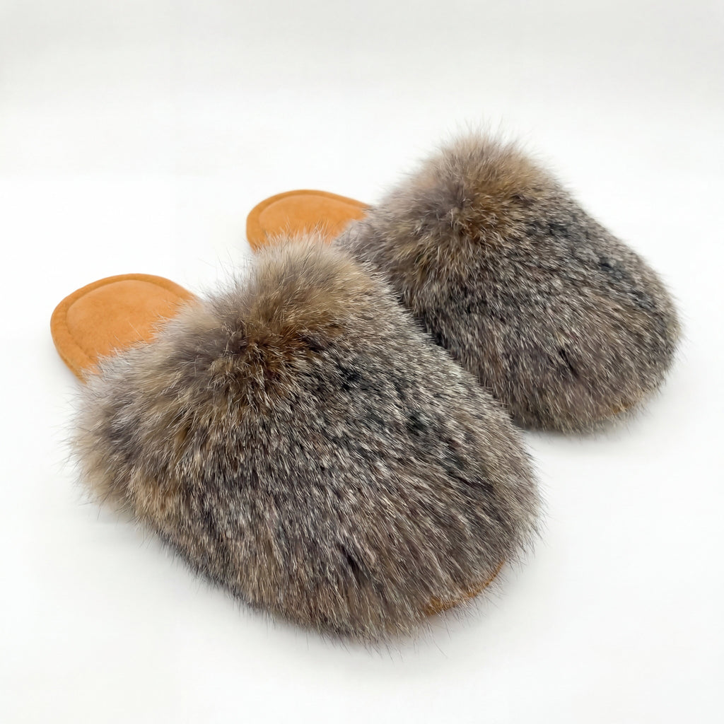 Northern Classics Grey Fox Fur Slippers