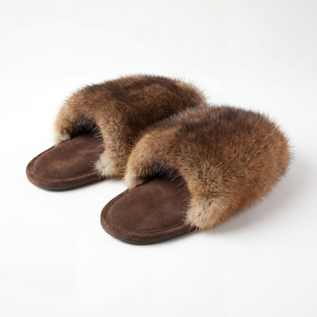 Northern Classics Muskrat Fur Slippers