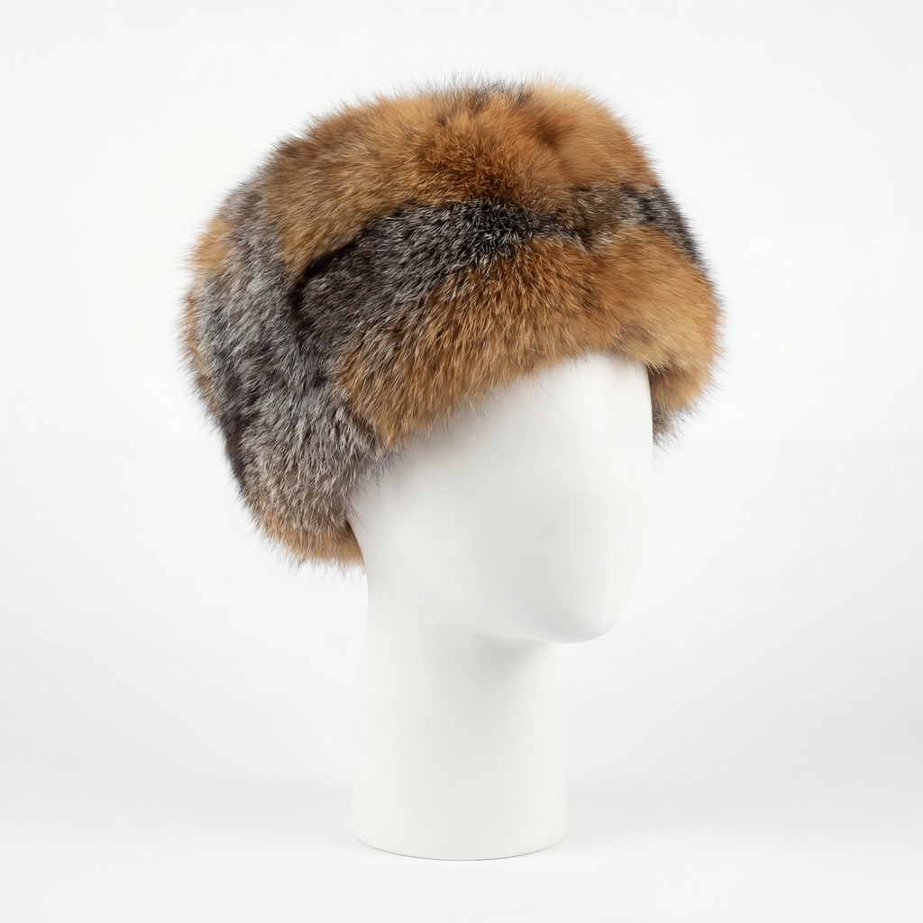 Northern Classics Pillbox Style Grey Fox Fur Hat