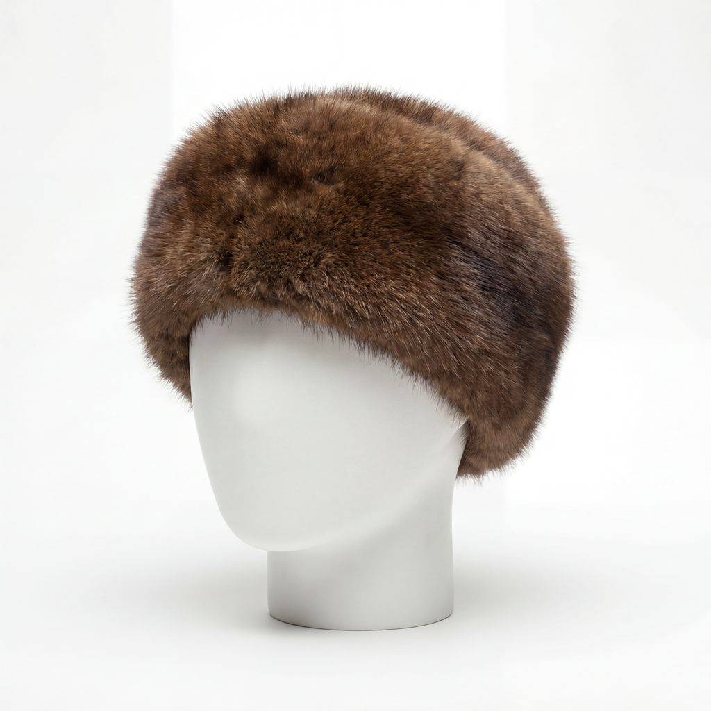 Northern Classics Pillbox Style Muskrat Fur Hat