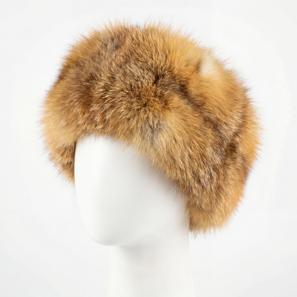 Northern Classics Pillbox Style Red Fox Fur Hat