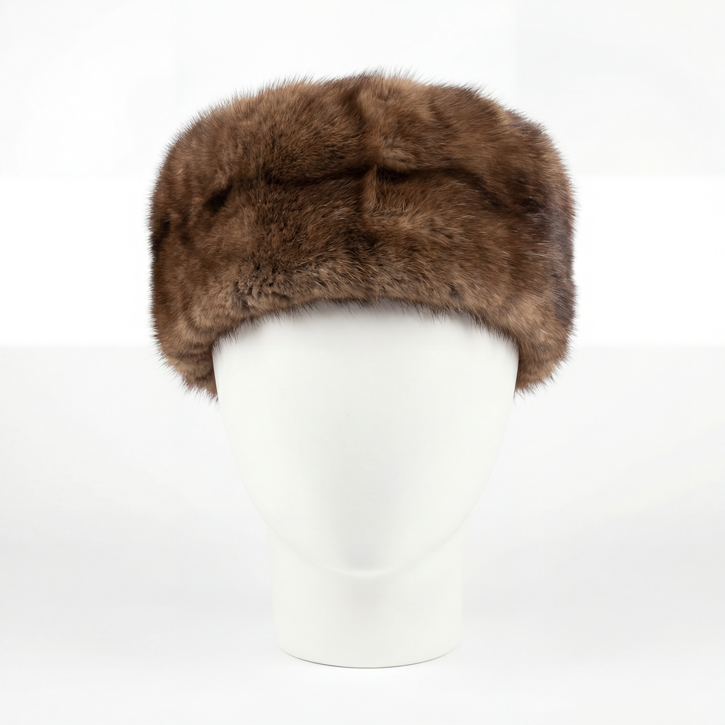 Northern Classics Pillbox Style Wild Mink Fur Hat