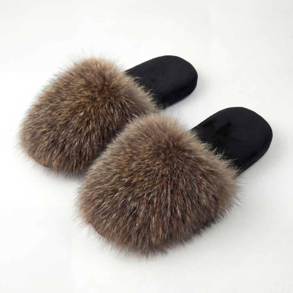 Northern Classics Raccoon Fur Slippers