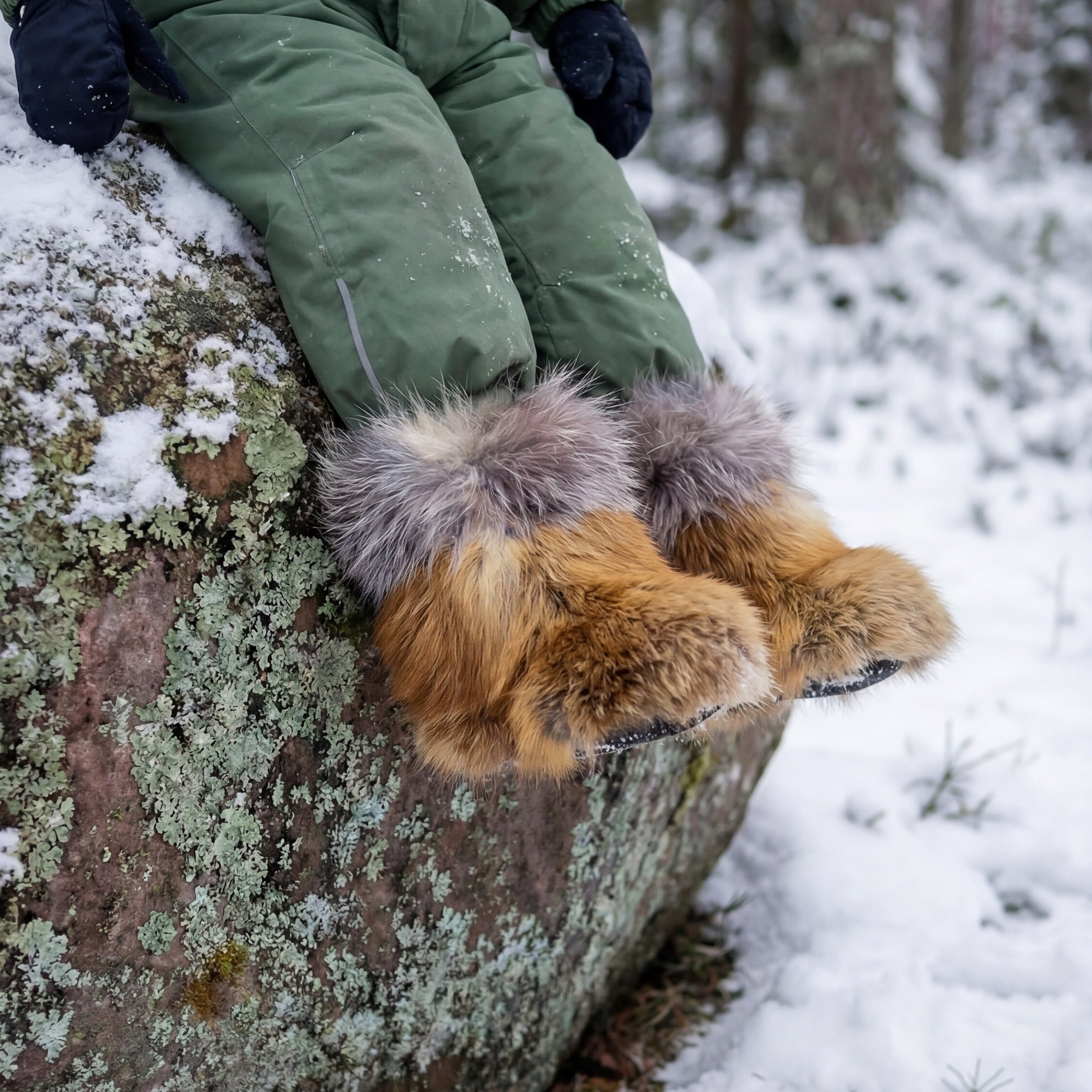 Northern Classics Red Fox Fur Baby Booties