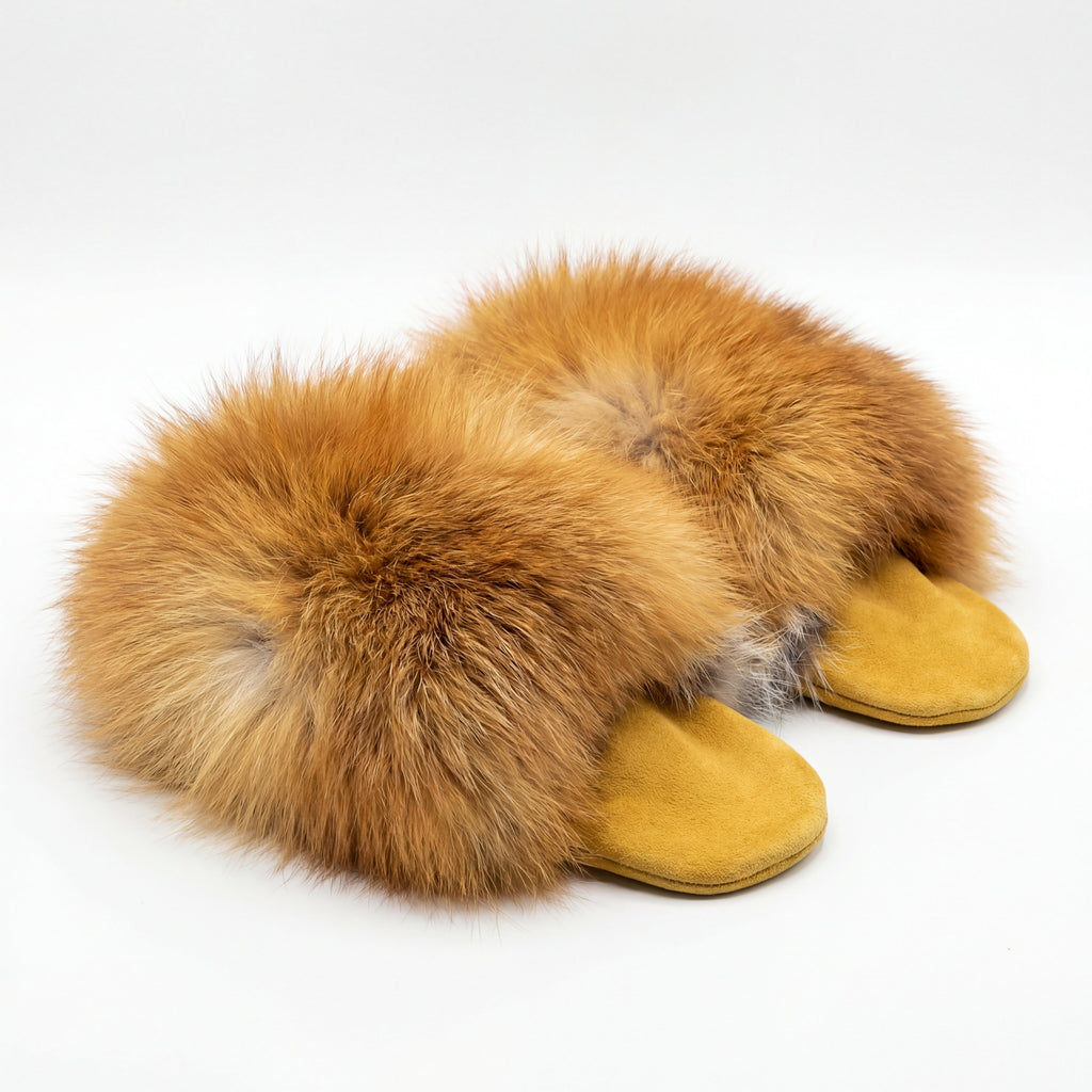 Northern Classics Red Fox Fur Slippers