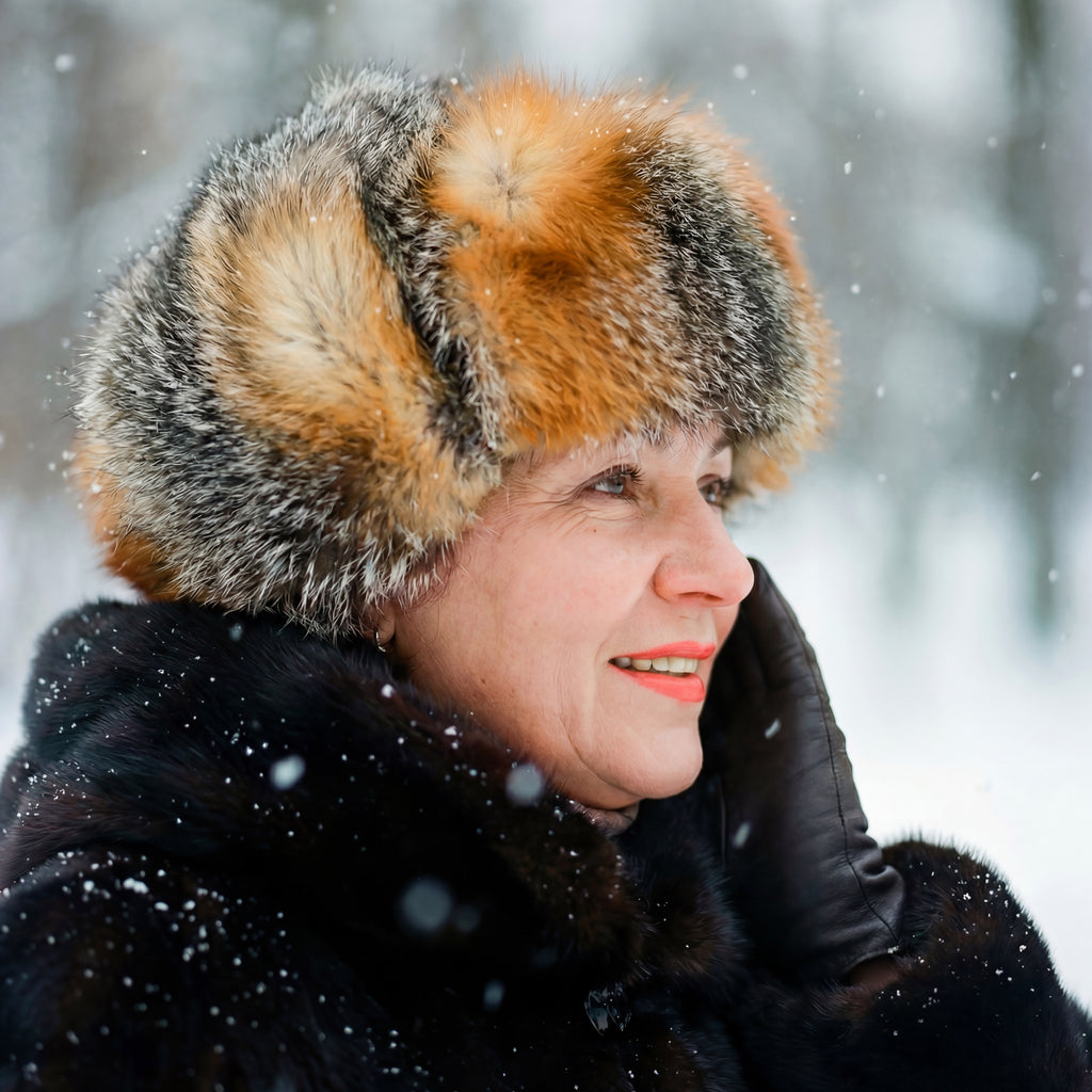 Northern Classics Trooper Style Grey Fox Fur Hat