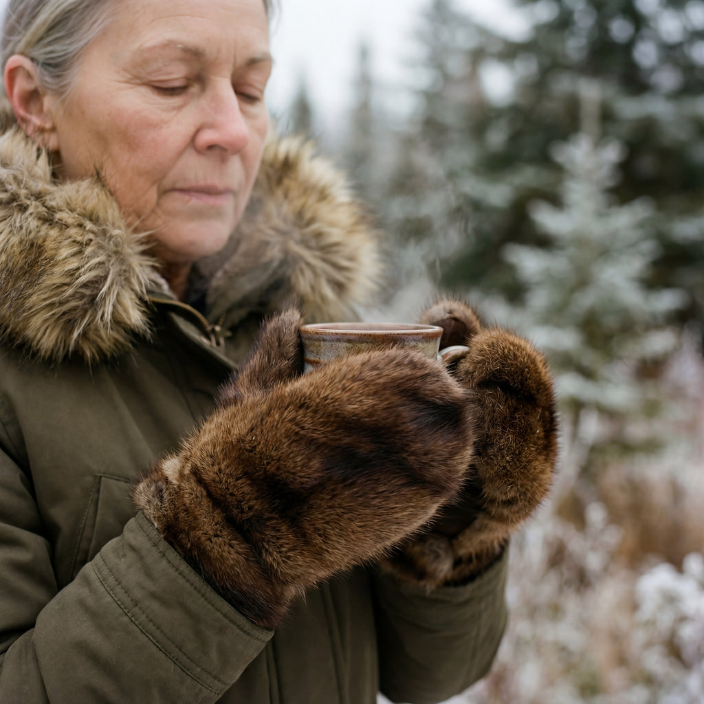 Northern Classics Women's Muskrat Fur Mittens