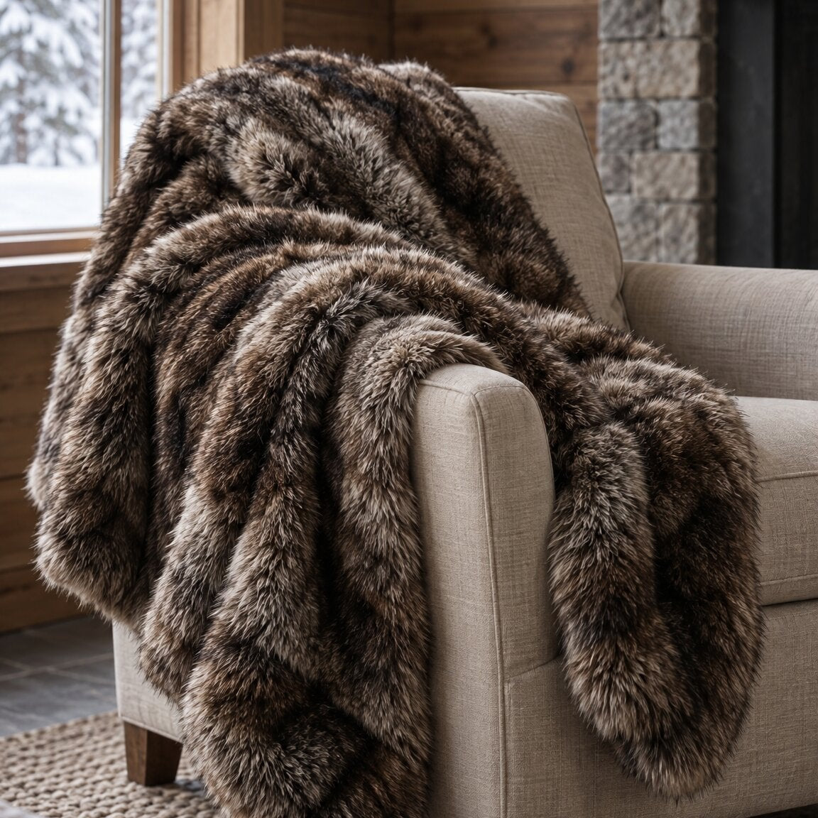 Northern Classics Raccoon Fur Throw