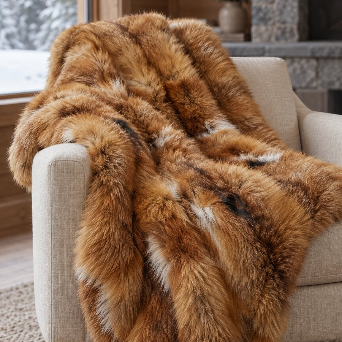Northern Classics Red Fox Fur Throw