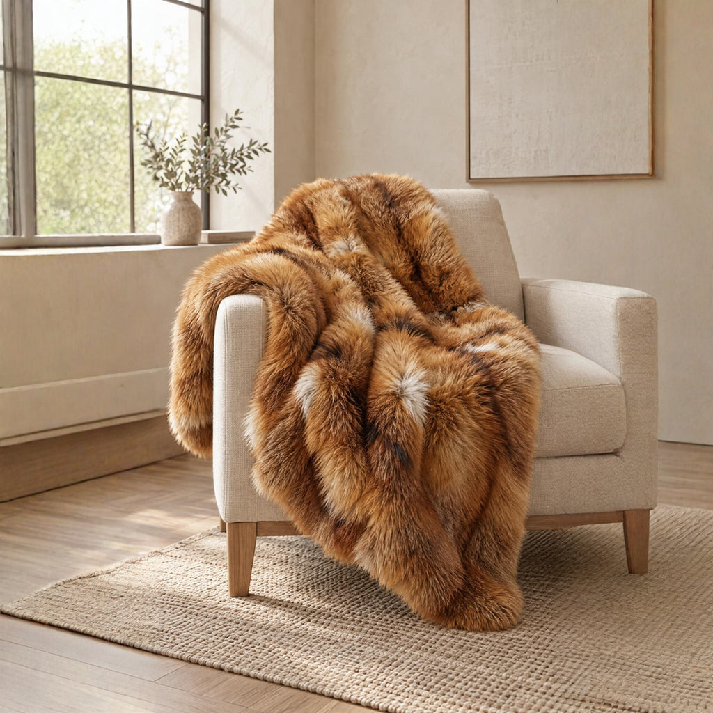 Northern Classics Red Fox Fur Throw