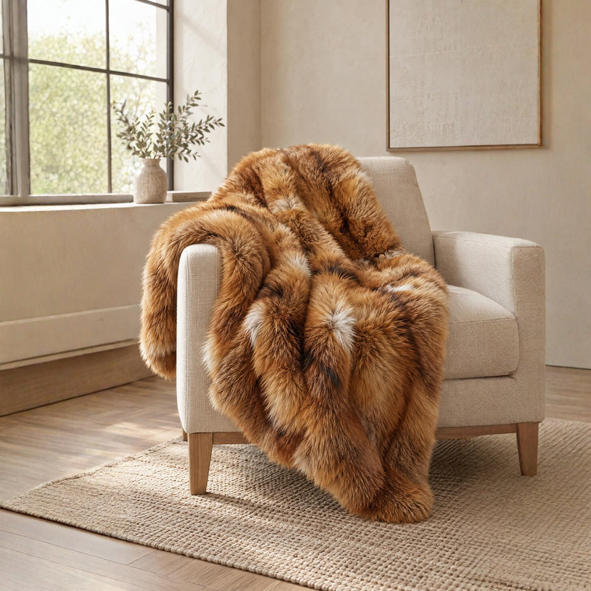 Northern Classics Red Fox Fur Throw